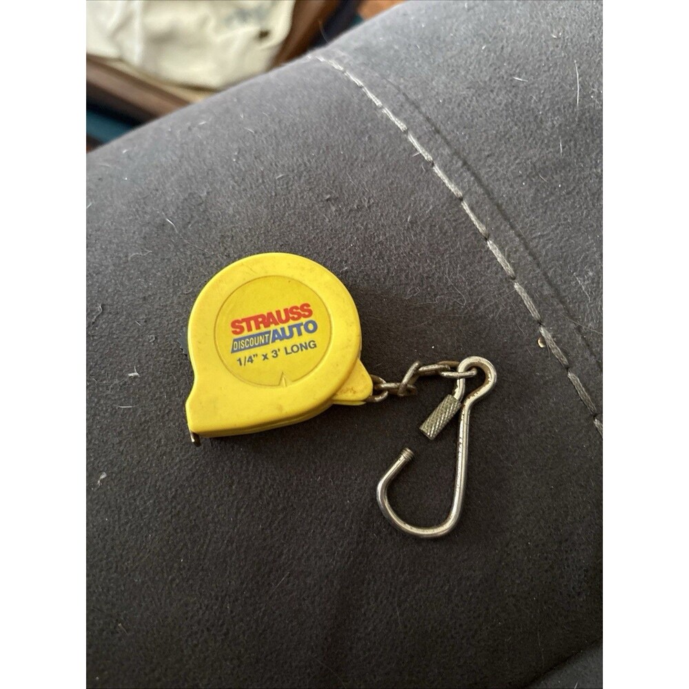 Vintage Strauss Discount Auto Key Chain Tape Measure 1/4”x3” Long